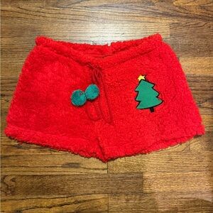 NWT Christmas Fleece Pajama Shorts Size Medium Sleepwear Winter Christmas Tree